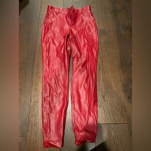 Zara Red Faux Leather Pants